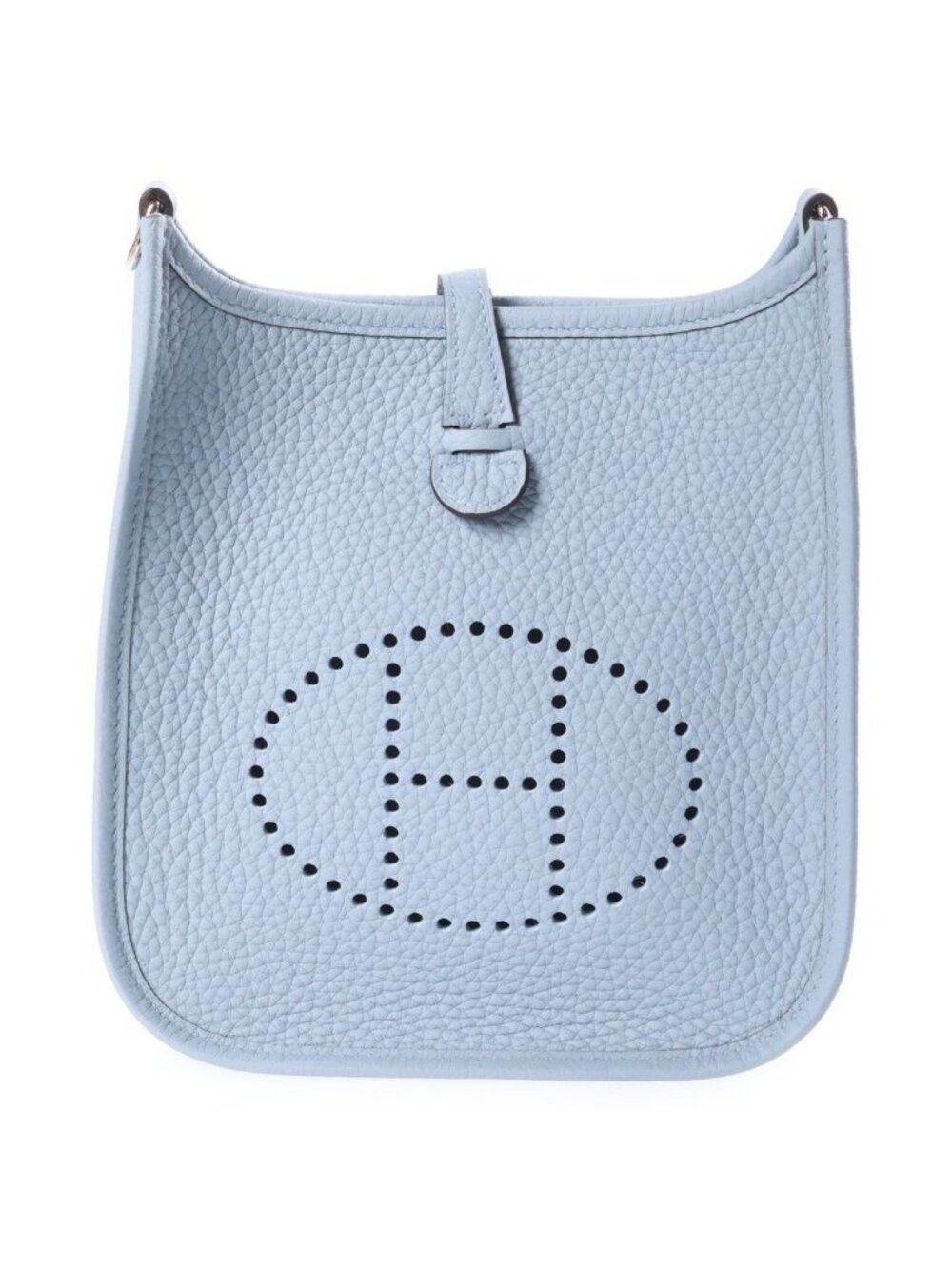 Hermes Evelyne TPM Shoulder Bag Silver Taurillon Clemence Blue Run Gris Perle